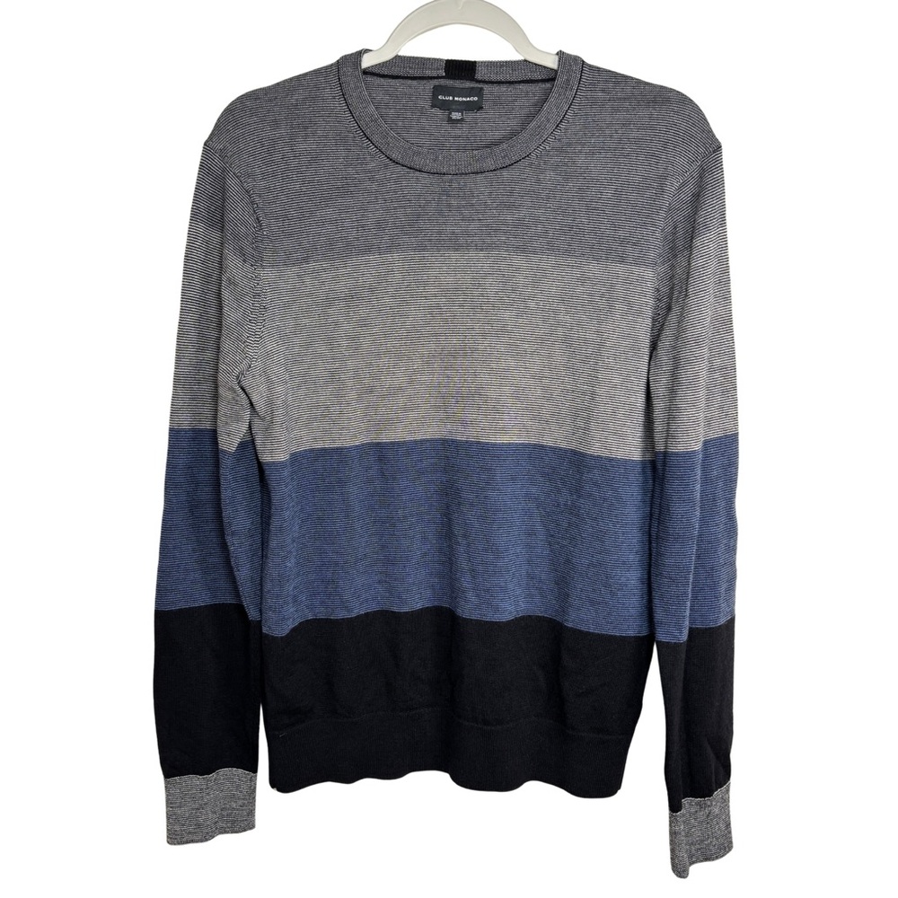 Club Monaco Gray and Blue Crewneck Sweater - Picture 2 of 8